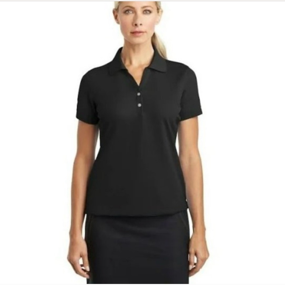 Ladies Nike golf tennis polo shirt Black Small short sleeve Curved Hem NWT